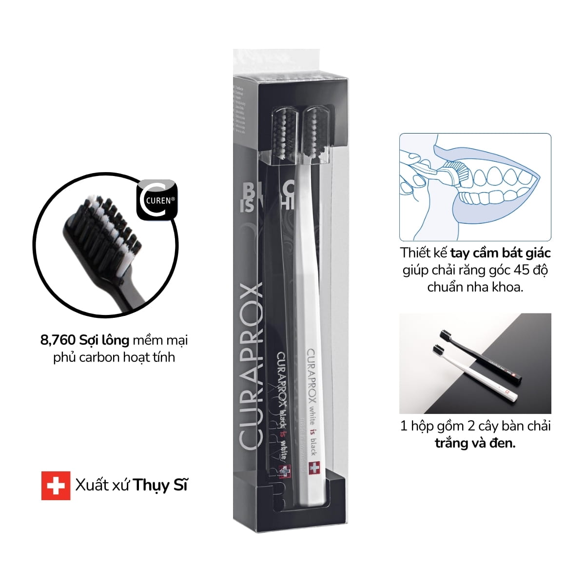 Bộ 2 bàn chải Curaprox Black is White 8760