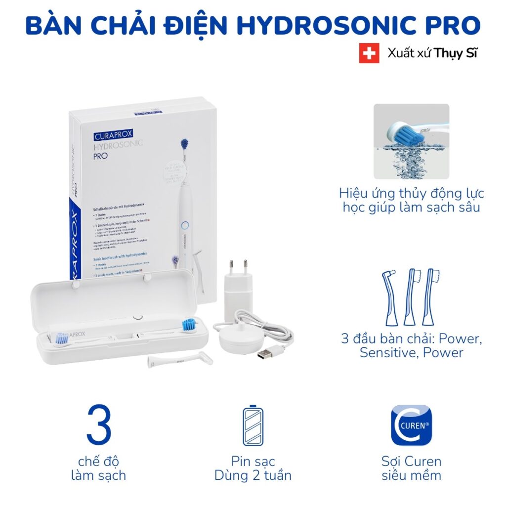 Bàn chải điện Curaprox Hydrosonic Pro: Tính năng