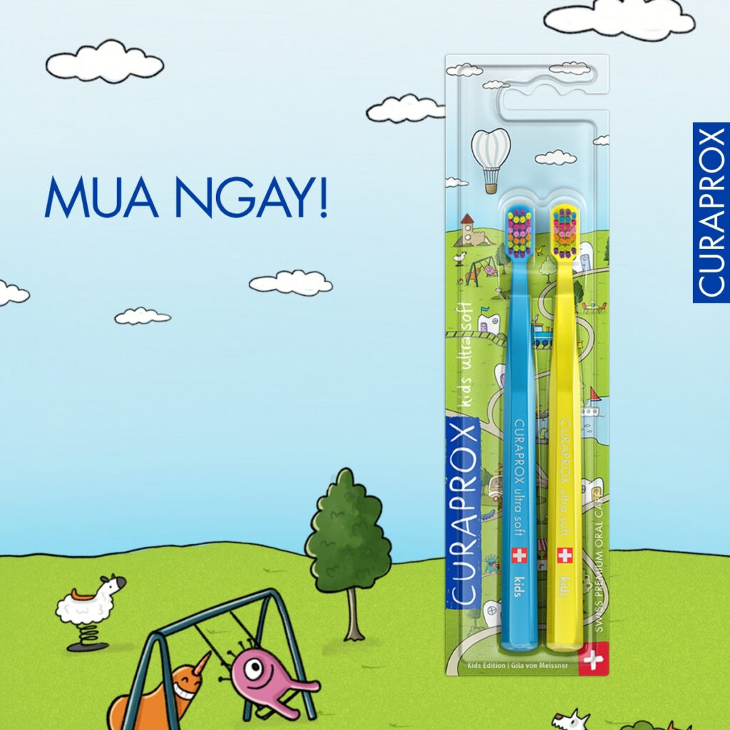 Curaprox CS Kids bản đặc biệt 2025 – Bộ 2 bàn chải cho bé 4-12 tuổi